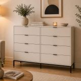 Cassettiera Beige Cashmere 8 Cassetti Apertura Scorrevole 150x40x116h cm, Chiusura Soft Close - Lamepa