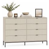 Cassettiera Beige Cashmere 8 Cassetti Apertura Scorrevole 150x40x116h cm, Chiusura Soft Close - Lamila