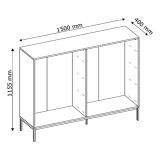 Cassettiera Beige Cashmere 8 Cassetti Apertura Scorrevole 150x40x116h cm, Chiusura Soft Close - Lamila
