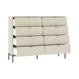 Cassettiera Beige Cashmere 8 Cassetti Apertura Scorrevole 150x40x116h cm, Chiusura Soft Close - Lamila