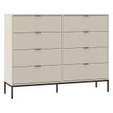 Cassettiera Beige Cashmere 8 Cassetti Apertura Scorrevole 150x40x116h cm, Chiusura Soft Close - Lamila