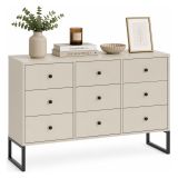 Cassettiera Beige Cashmere 9 Cassetti Apertura Scorrevole 115x33x82h cm, Chiusura Scorrevole - Lalasa