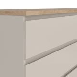 Cassettiera Beige Cashmere Marrone Rovere 6 Cassetti Apertura Scorrevole 154x50x70h cm, Chiusura Scorrevole - Abacadabra