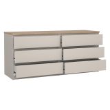 Cassettiera Beige Cashmere Marrone Rovere 6 Cassetti Apertura Scorrevole 154x50x70h cm, Chiusura Scorrevole - Abacadabra