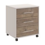 Cassettiera Beige Marrone Noce 3 Cassetti con Ruote 43x40x57h cm, Apertura Scorrevole - Pisano