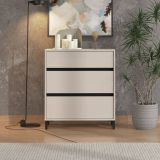 Cassettiera Beige Nero 3 Cassetti Apertura Scorrevole 80x40x90h cm, Chiusura Scorrevole - Mapello