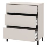 Cassettiera Beige Nero 3 Cassetti Apertura Scorrevole 80x40x90h cm, Chiusura Scorrevole - Mapello