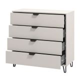 Cassettiera Beige Nero 4 Cassetti Apertura Scorrevole 93x40x90.5h cm, Chiusura Scorrevole - Tornata