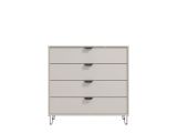 Cassettiera Beige Nero 4 Cassetti Apertura Scorrevole 93x40x90.5h cm, Chiusura Scorrevole - Tornata