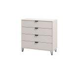 Cassettiera Beige Nero 4 Cassetti Apertura Scorrevole 93x40x90.5h cm, Chiusura Scorrevole - Tornata