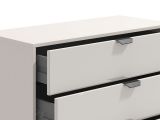 Cassettiera Beige Nero 4 Cassetti Apertura Scorrevole 93x40x90.5h cm, Chiusura Scorrevole - Tornata