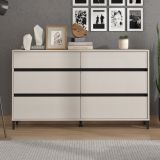 Cassettiera Beige Nero 6 Cassetti Apertura Scorrevole 157x40x90h cm, Chiusura Scorrevole - Mapello