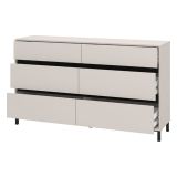 Cassettiera Beige Nero 6 Cassetti Apertura Scorrevole 157x40x90h cm, Chiusura Scorrevole - Mapello