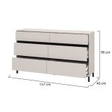 Cassettiera Beige Nero 6 Cassetti Apertura Scorrevole 157x40x90h cm, Chiusura Scorrevole - Mapello