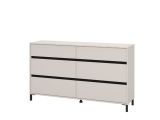 Cassettiera Beige Nero 6 Cassetti Apertura Scorrevole 157x40x90h cm, Chiusura Scorrevole - Mapello