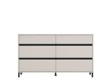 Cassettiera Beige Nero 6 Cassetti Apertura Scorrevole 157x40x90h cm, Chiusura Scorrevole - Mapello