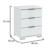 Cassettiera Bianco 3 Cassetti Apertura Scorrevole 46x42x61h cm, Chiusura Scorrevole - Laharo