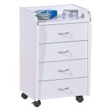 Cassettiera Bianco 4 Cassetti Apertura Scorrevole 40x36x65h cm, Chiusura Scorrevole - Manco