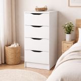 Cassettiera Bianco 4 Cassetti Apertura Scorrevole 40x40x92h cm, Chiusura Scorrevole - Sarroch