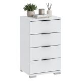 Cassettiera Bianco 4 Cassetti Apertura Scorrevole 46x42x79h cm, Chiusura Scorrevole - Laka
