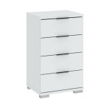 Cassettiera Bianco 4 Cassetti Apertura Scorrevole 46x42x79h cm, Chiusura Scorrevole - Laka