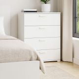 Cassettiera Bianco 4 Cassetti Apertura Scorrevole 70x39x98h cm, Chiusura Scorrevole - Salimbene