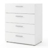 Cassettiera Bianco 4 Cassetti Apertura Scorrevole 70x40x76h cm, Chiusura Scorrevole - Genoni