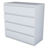 Cassettiera Bianco 4 Cassetti Apertura Scorrevole 80x47x98h cm, Chiusura Scorrevole - Gorle