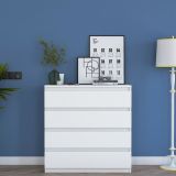 Cassettiera Bianco 4 Cassetti Apertura Scorrevole 80x47x98h cm, Chiusura Scorrevole - Gorle