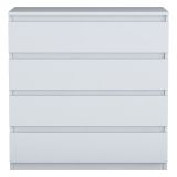 Cassettiera Bianco 4 Cassetti Apertura Scorrevole 80x47x98h cm, Chiusura Scorrevole - Gorle