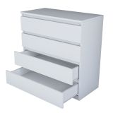 Cassettiera Bianco 4 Cassetti Apertura Scorrevole 80x47x98h cm, Chiusura Scorrevole - Gorle