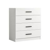 Cassettiera Bianco 4 Cassetti Apertura Scorrevole 90x47x100h cm, Chiusura Scorrevole - Lierna