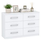 Cassettiera Bianco 6 Cassetti Apertura Scorrevole 112x43x79h cm, Chiusura Scorrevole - Laganaro