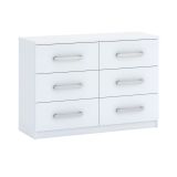 Cassettiera Bianco 6 Cassetti Apertura Scorrevole 112x43x79h cm, Chiusura Scorrevole - Laganaro