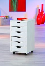 Cassettiera Bianco 6 Cassetti Apertura Scorrevole 36x40x65h cm, Chiusura Scorrevole - Oyace