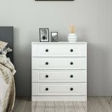 Cassettiera Bianco 7 Cassetti Apertura Scorrevole 72x42x77h cm, Chiusura Scorrevole - Shedir