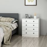 Cassettiera Bianco 7 Cassetti Apertura Scorrevole 72x42x77h cm, Chiusura Scorrevole - Shedir