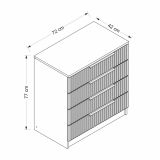 Cassettiera Bianco 7 Cassetti Apertura Scorrevole 72x42x77h cm, Chiusura Scorrevole - Vicente