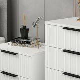 Cassettiera Bianco 7 Cassetti Apertura Scorrevole 72x42x77h cm, Chiusura Scorrevole - Vicente