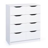 Cassettiera Bianco 8 Cassetti Apertura Scorrevole 80x40x91h cm, Chiusura Scorrevole - Ponzone