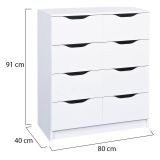 Cassettiera Bianco 8 Cassetti Apertura Scorrevole 80x40x91h cm, Chiusura Scorrevole - Ponzone