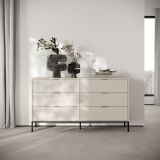 Cassettiera Bianco Cashmere 4 Cassetti Apertura Scorrevole 150x40x92h cm, Chiusura Scorrevole - Laletati