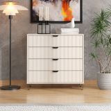 Cassettiera Bianco Grigio 4 Cassetti Apertura Scorrevole 93x40x90.5h cm, Chiusura Scorrevole - Maggiora