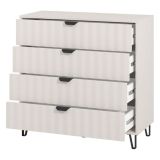 Cassettiera Bianco Grigio 4 Cassetti Apertura Scorrevole 93x40x90.5h cm, Chiusura Scorrevole - Maggiora