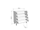 Cassettiera Bianco Grigio 4 Cassetti Apertura Scorrevole 93x40x90.5h cm, Chiusura Scorrevole - Maggiora