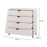 Cassettiera Bianco Grigio 4 Cassetti Apertura Scorrevole 93x40x90.5h cm, Chiusura Scorrevole - Maggiora