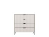 Cassettiera Bianco Grigio 4 Cassetti Apertura Scorrevole 93x40x90.5h cm, Chiusura Scorrevole - Maggiora