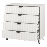 Cassettiera Bianco Grigio 4 Cassetti Apertura Scorrevole 93x40x90h cm, Chiusura Scorrevole - Maggiora