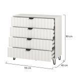 Cassettiera Bianco Grigio 4 Cassetti Apertura Scorrevole 93x40x90h cm, Chiusura Scorrevole - Maggiora