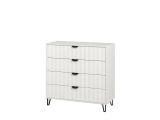 Cassettiera Bianco Grigio 4 Cassetti Apertura Scorrevole 93x40x90h cm, Chiusura Scorrevole - Maggiora